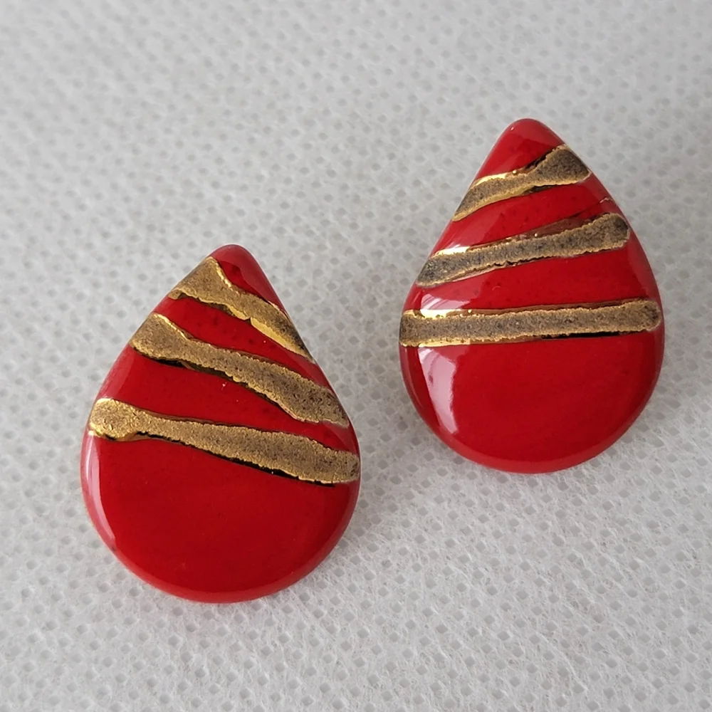 Vintage Teardrop Stripe Earrings